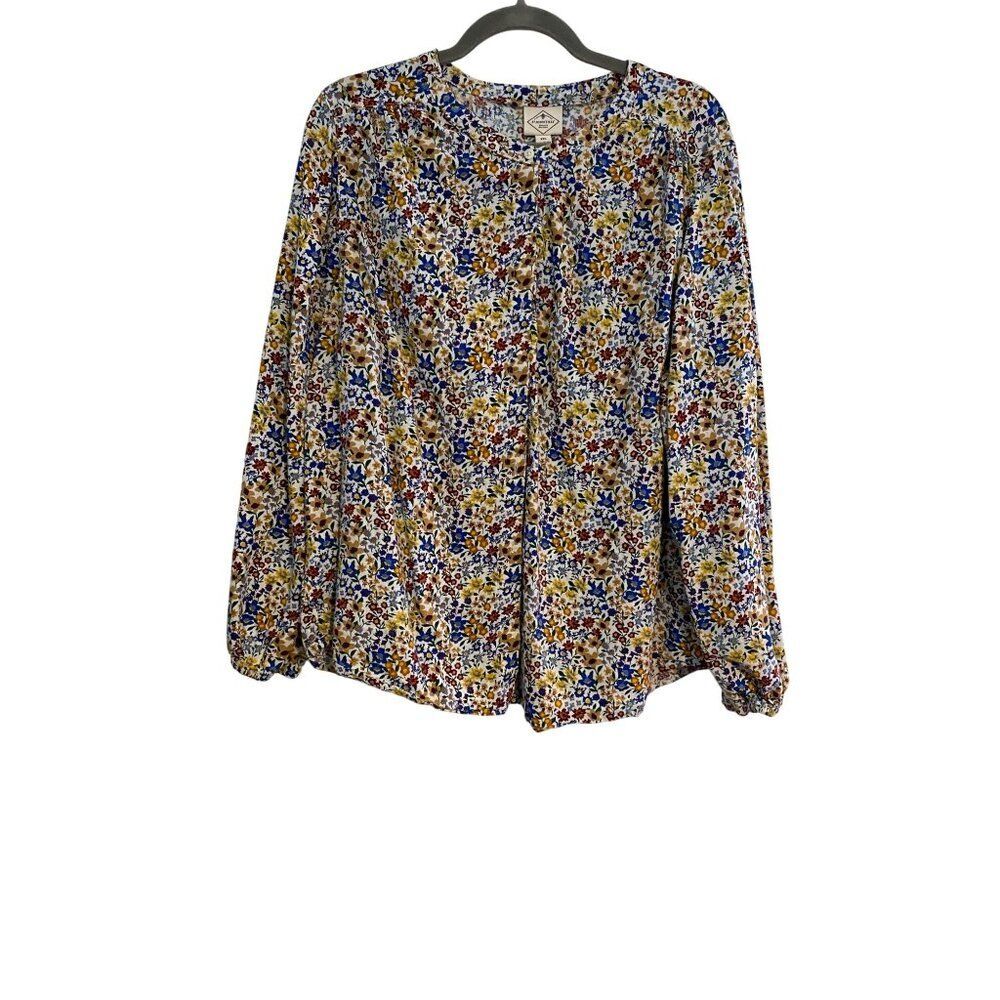 St. Johns Bay Women's XXL Blouse Floral Long-Sleeve Cottagecore Fairy Peasant